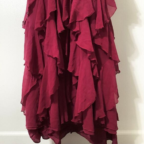 Vintage Maroon Bohemian Hippie Whimsygoth Romantic Dark Fairy Silk Maxi Dress OS - Picture 10 of 12